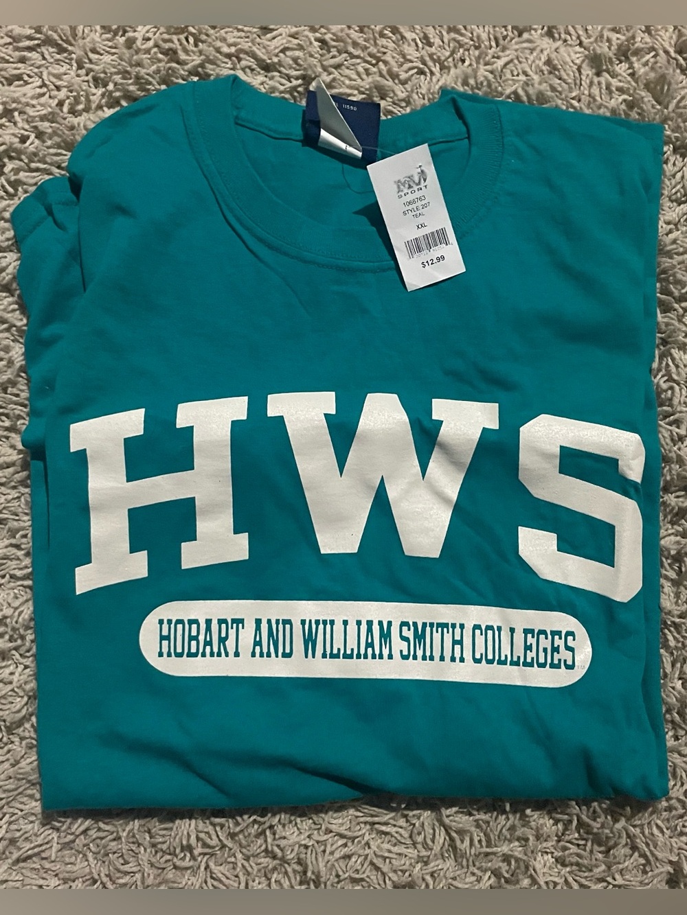 HWS Hobart and William Smith Colleges Short Sleeve Unisex T-Shirt XXL NWT